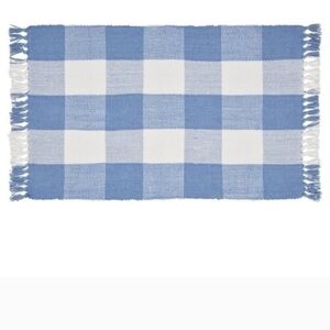 My Texas House Blue & White Gingham Fringe Layering Rug, Easter 2026